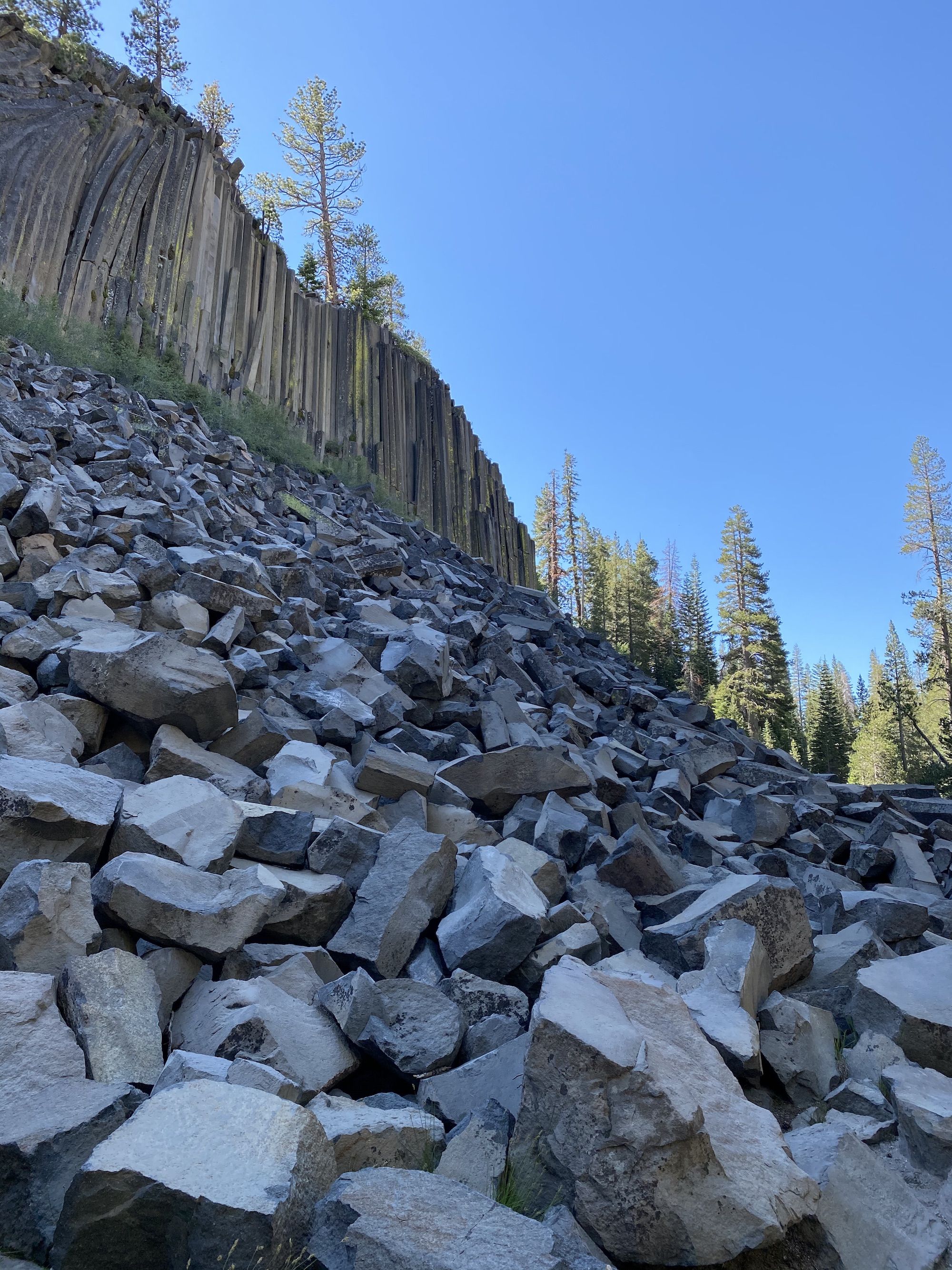 Rock columns above a pile of rocks