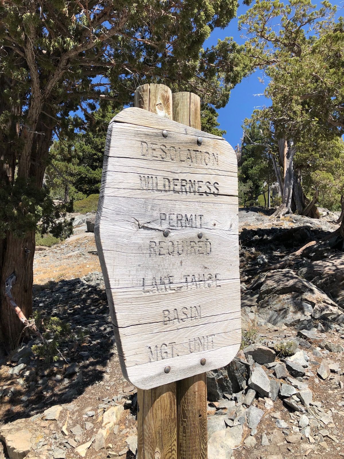 Desolation Wilderness sign.