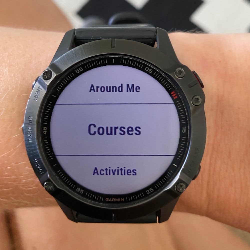 Select courses under navigation in the activity settings menu on the Fenix