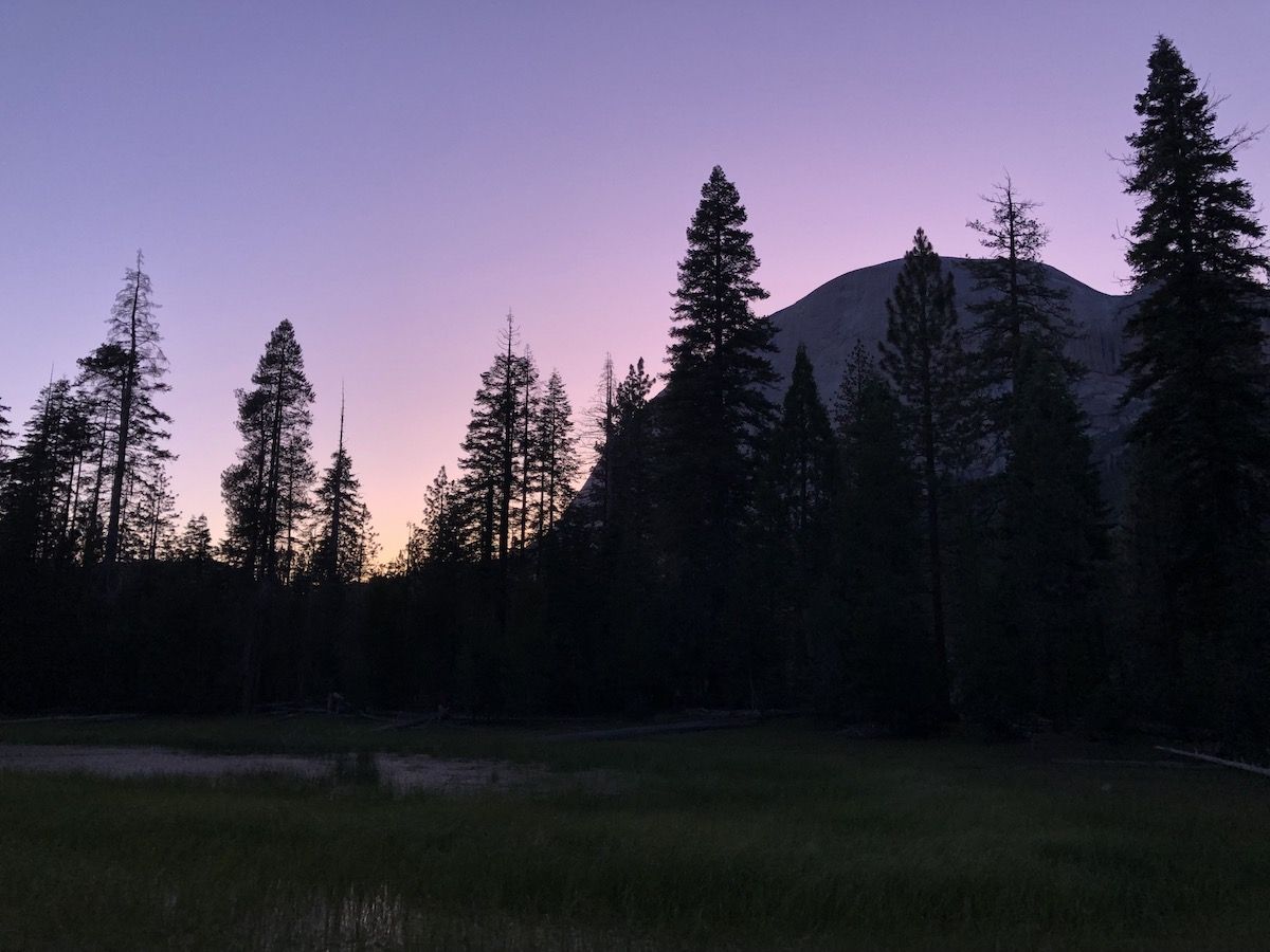 Sunset at Little Yosemite Valley campground.
