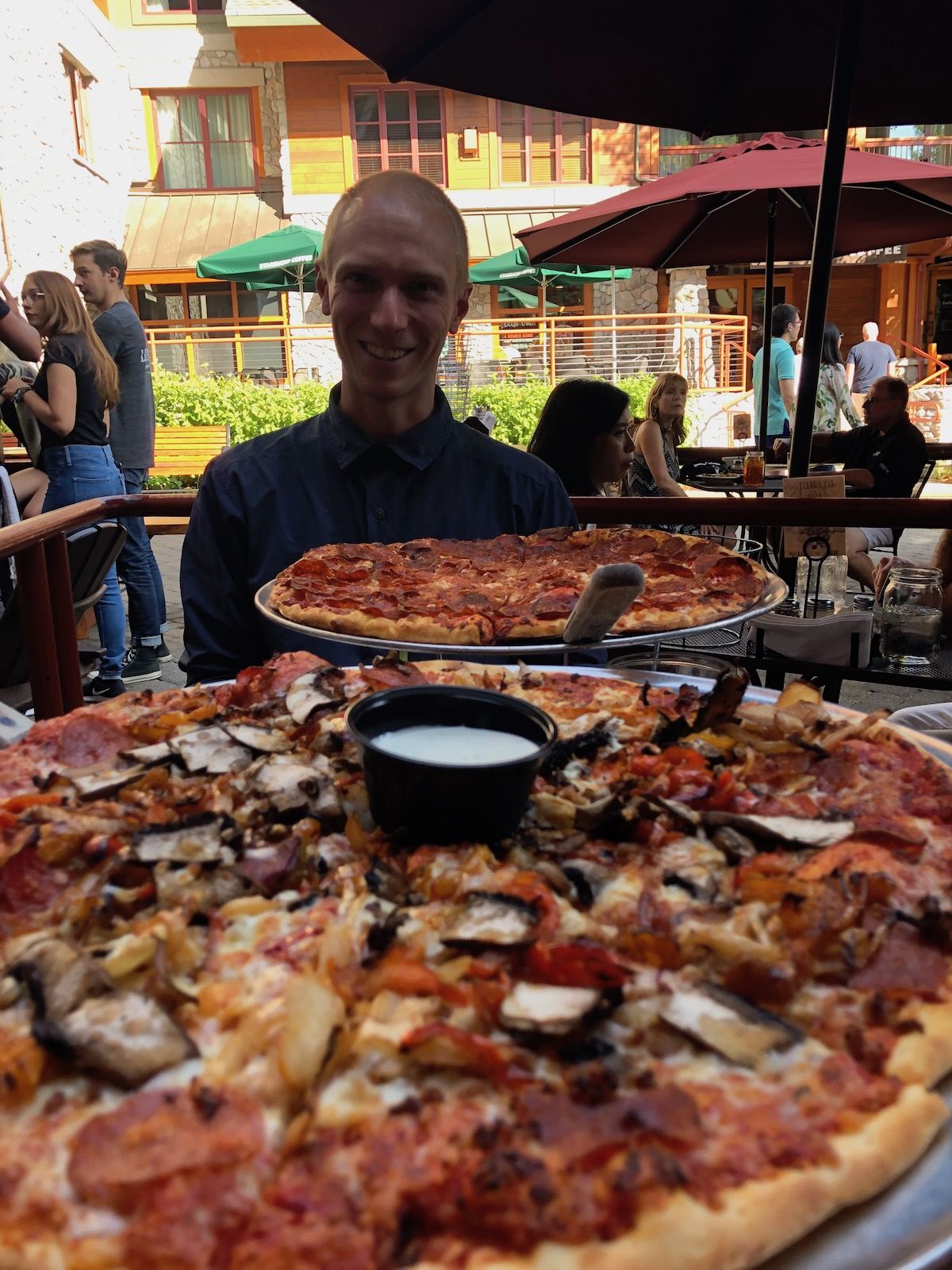 Post-hike pizza.