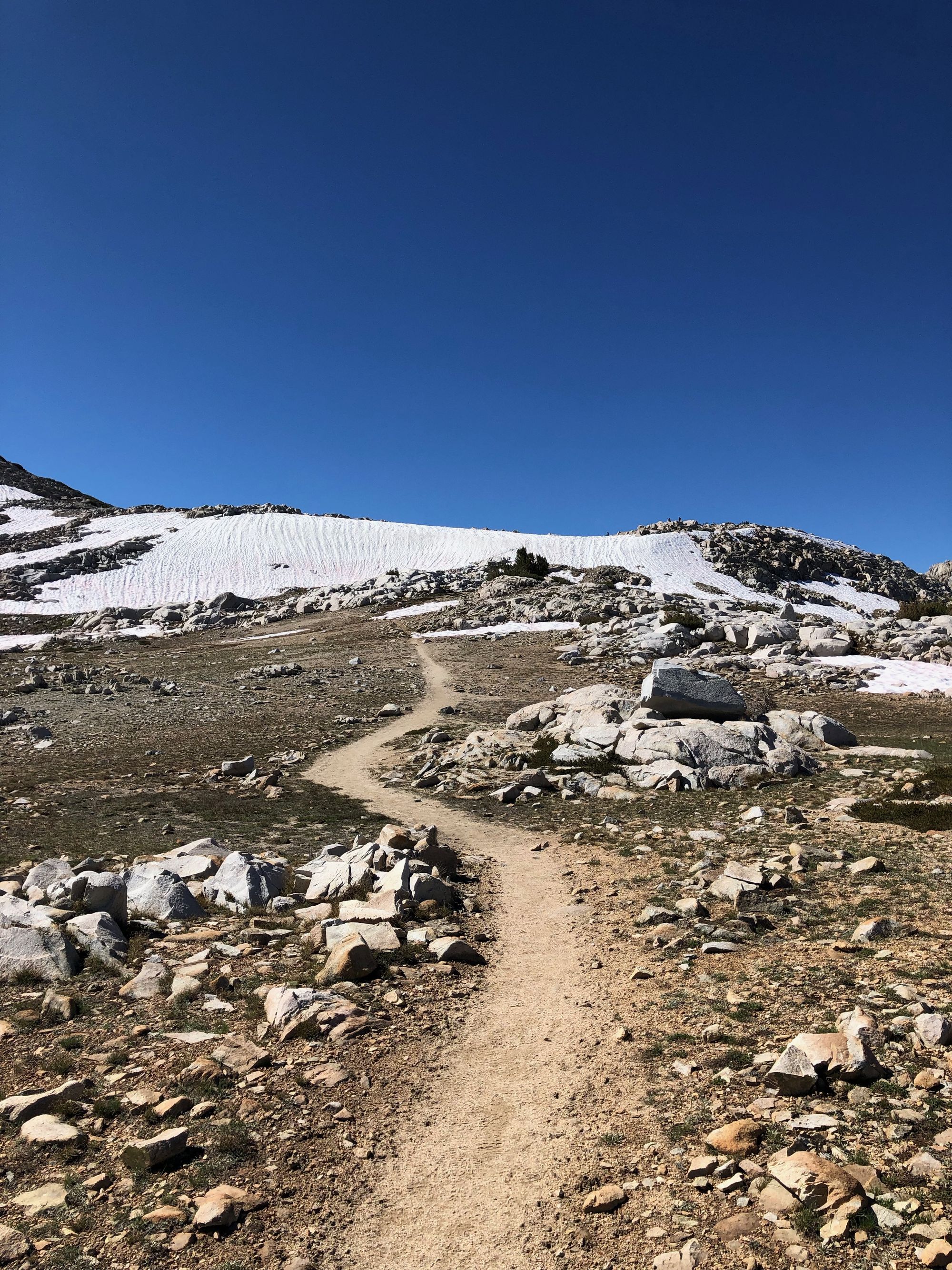 A small snow field before the top of Silver Pass.