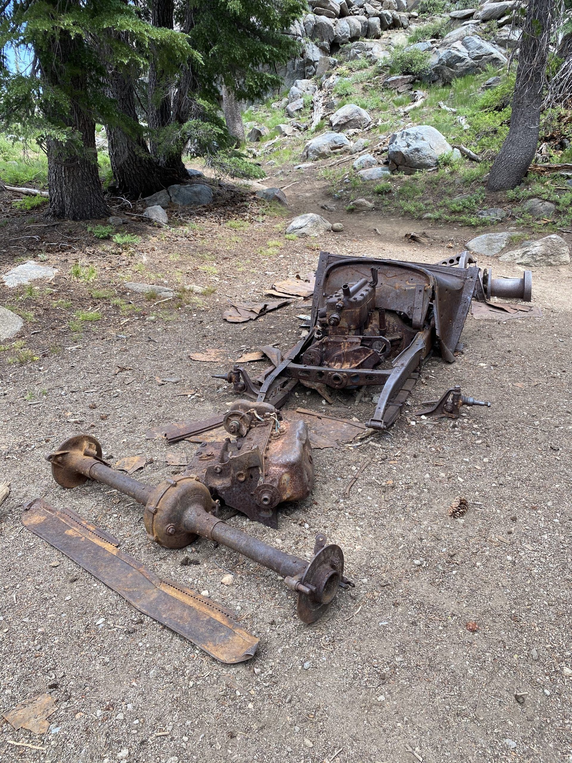 Rusted remains of a truck