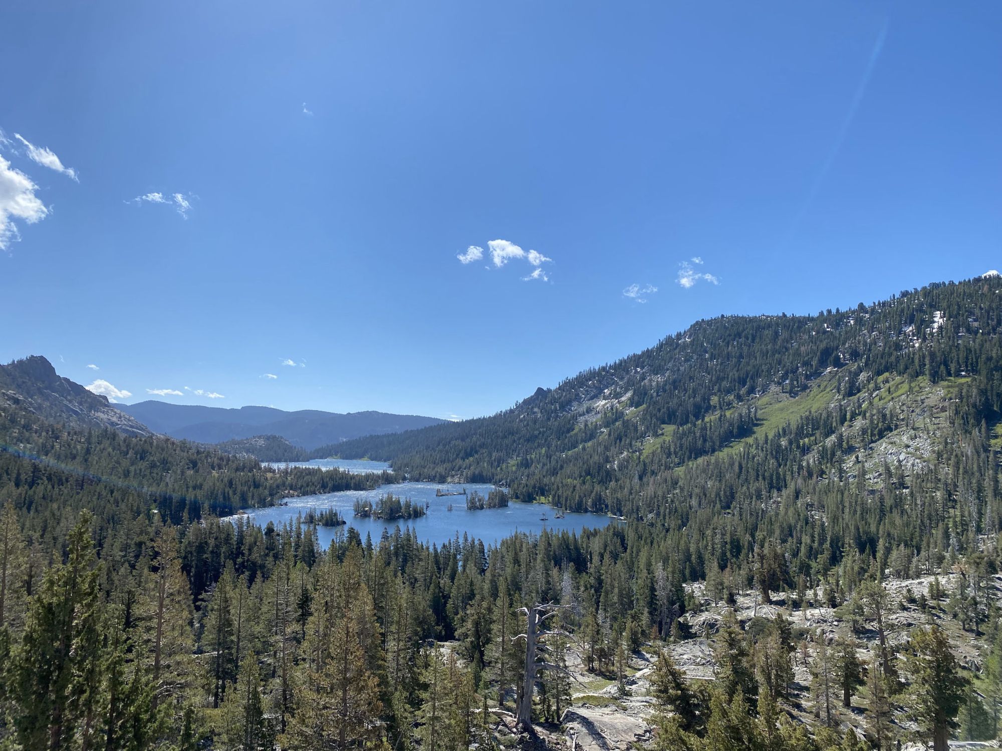 Two lakes in a forested valley 