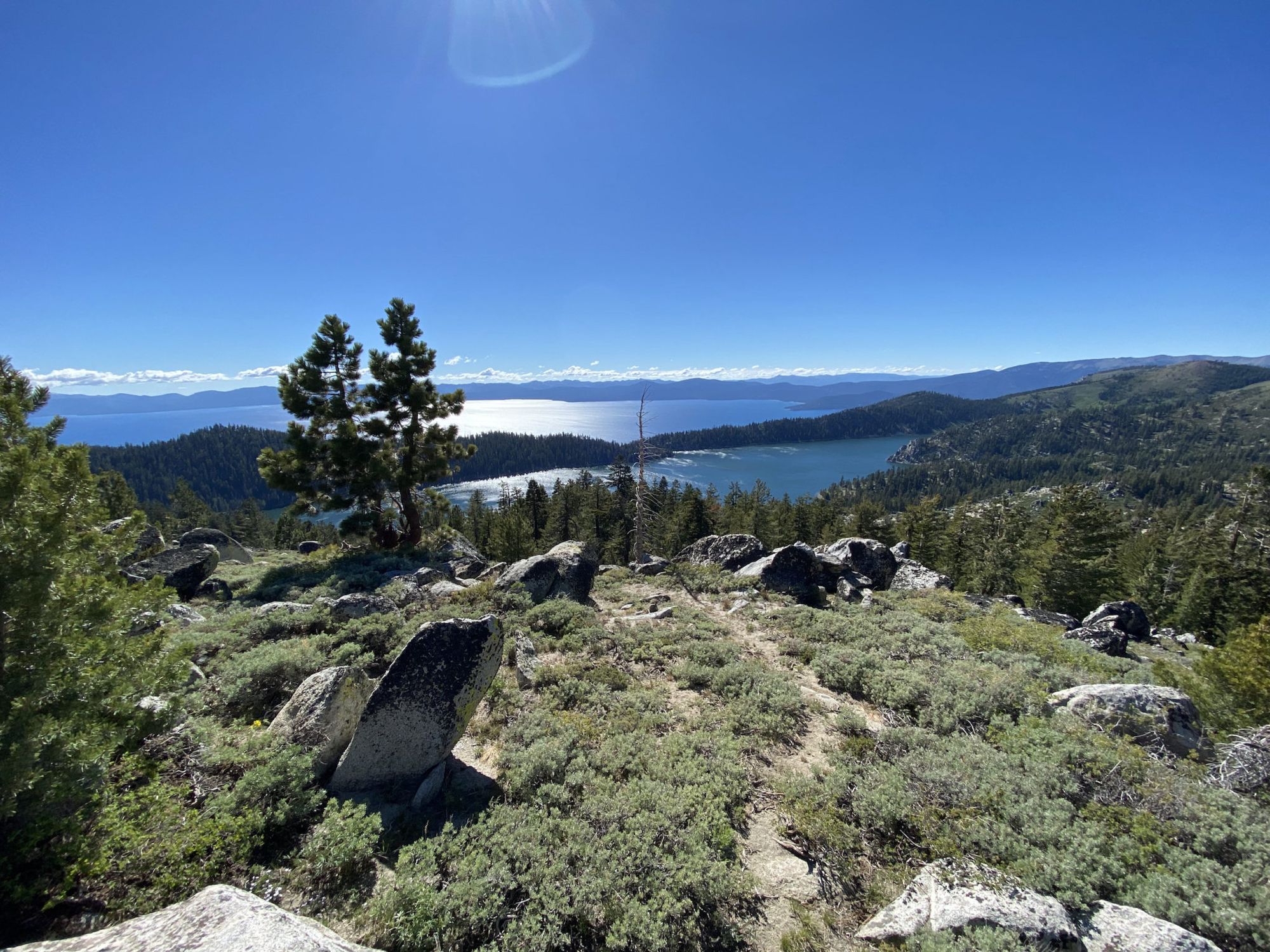 Two lakes separated by a narrow strip of land