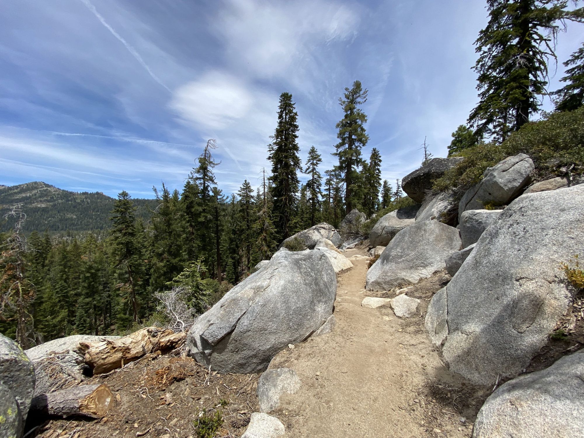 A trail passing through large boulders