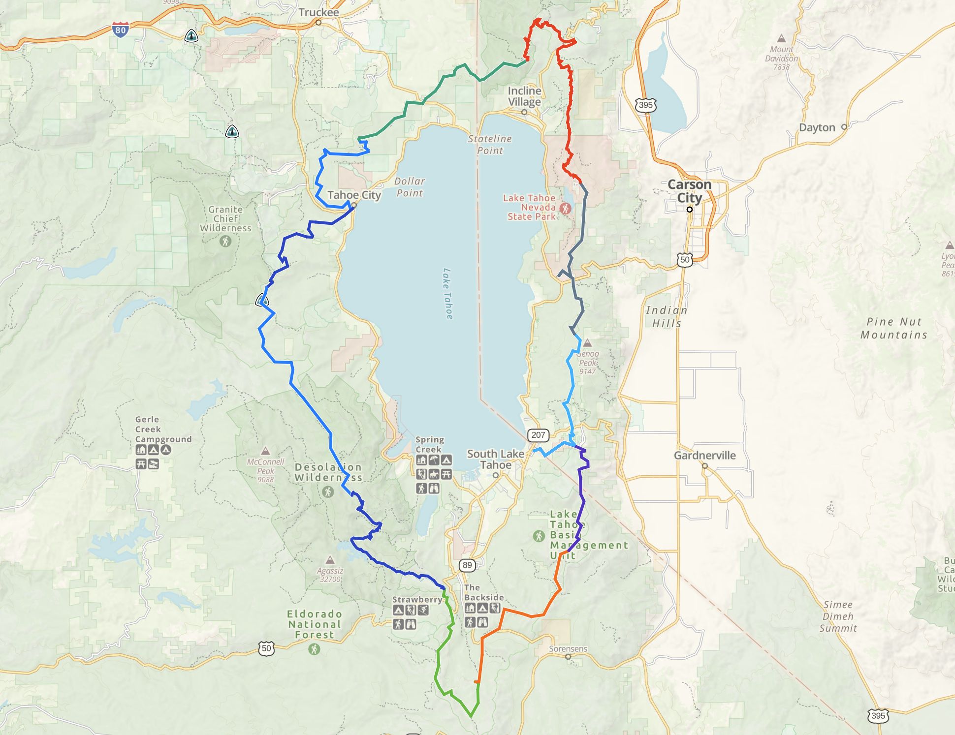 Tahoe Rim Trail map