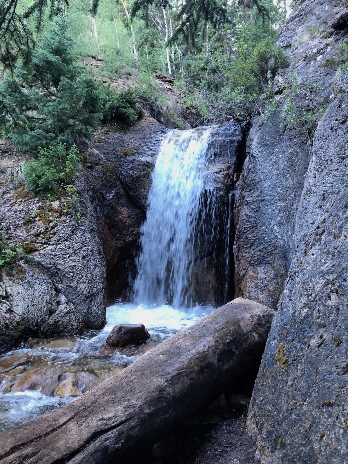 A waterfall on the climb up to Kokomo pass.