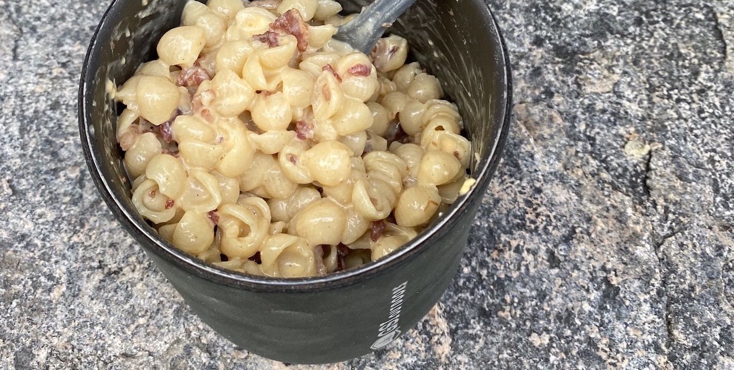 Bacon mac and cheese: 2-ingredient easy backpacking meal